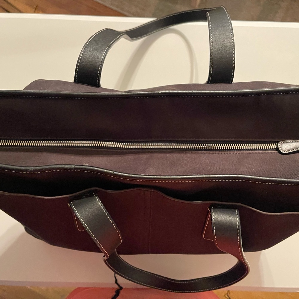 Coach Large Tote Black Leather Nylon Shoulder Bag Diaper Bag - Picture 6 of 8